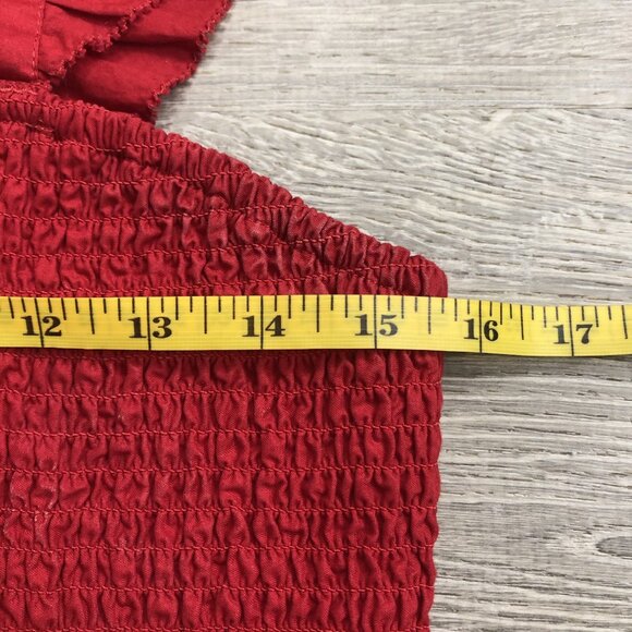 Red Scrunched Boho Top Tank Shirt Womens Medium - Picture 3 of 4